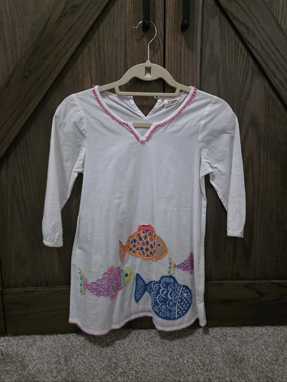 Mini Boden Swim Tunic with Colorful Fish Appliqués